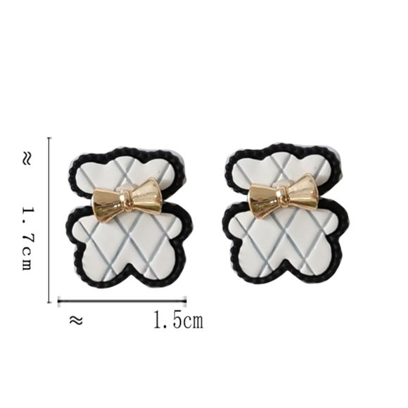 💙💕💕Last one⚡️Cute Plaid Bears Stud Earrings - Picture 4 of 15